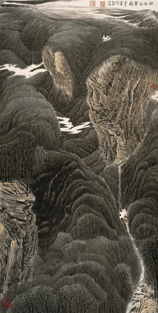 《林海溢翠图》 68×140  2003年